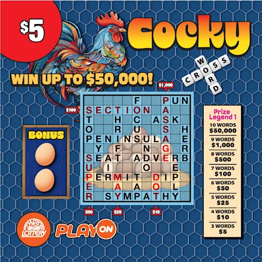COCKY-ENCOUNTERS CROSSWORD West Virginia scratch-off ticket
