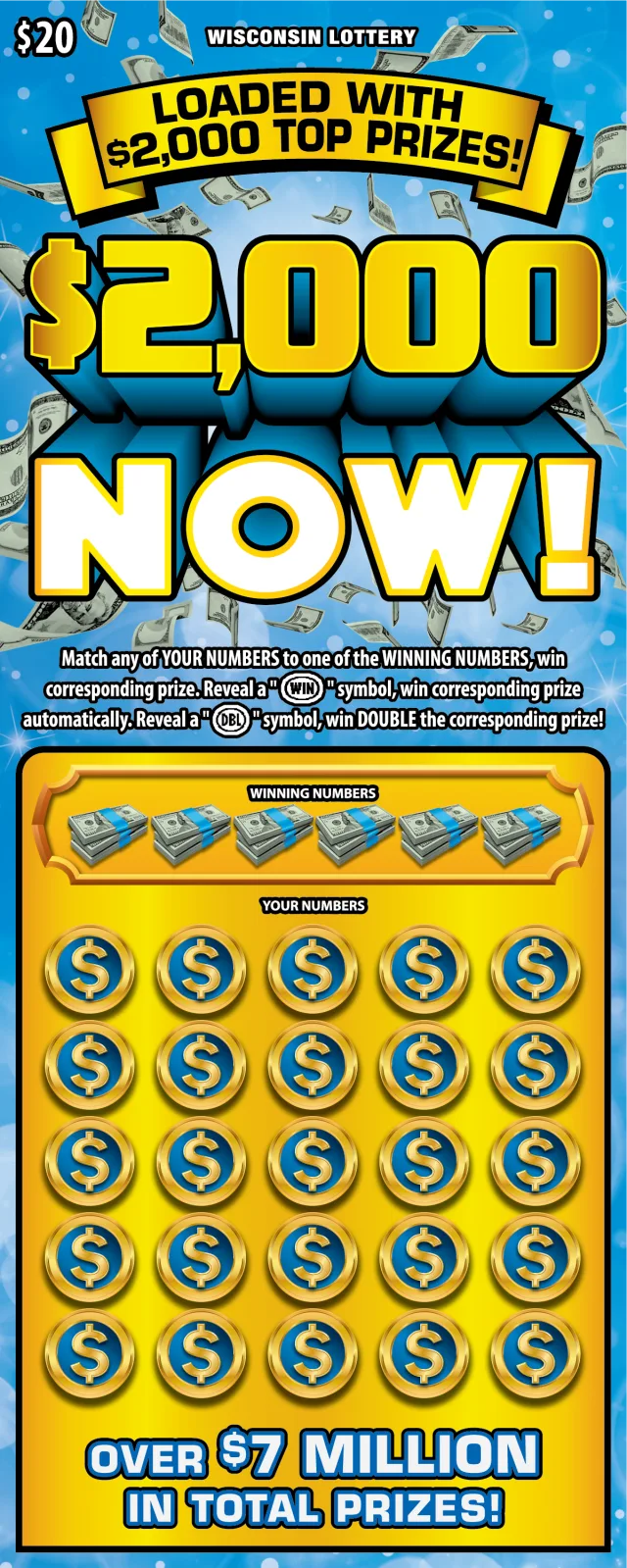 $2,000 NOW Wisconsin scratch-off ticket